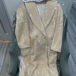 Elegant Cream Wool Trench Coat